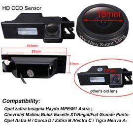 1280 x 720 Pixel Super HD Night Vision Rear View Camera Replacement for Opel Vectra C/Astra H/Corsa D/Zafira B/Tigra Meriva A/Insignia/Opel Insignia Tourer/Opel Vauxhall Signum/Vauxhall Insignia