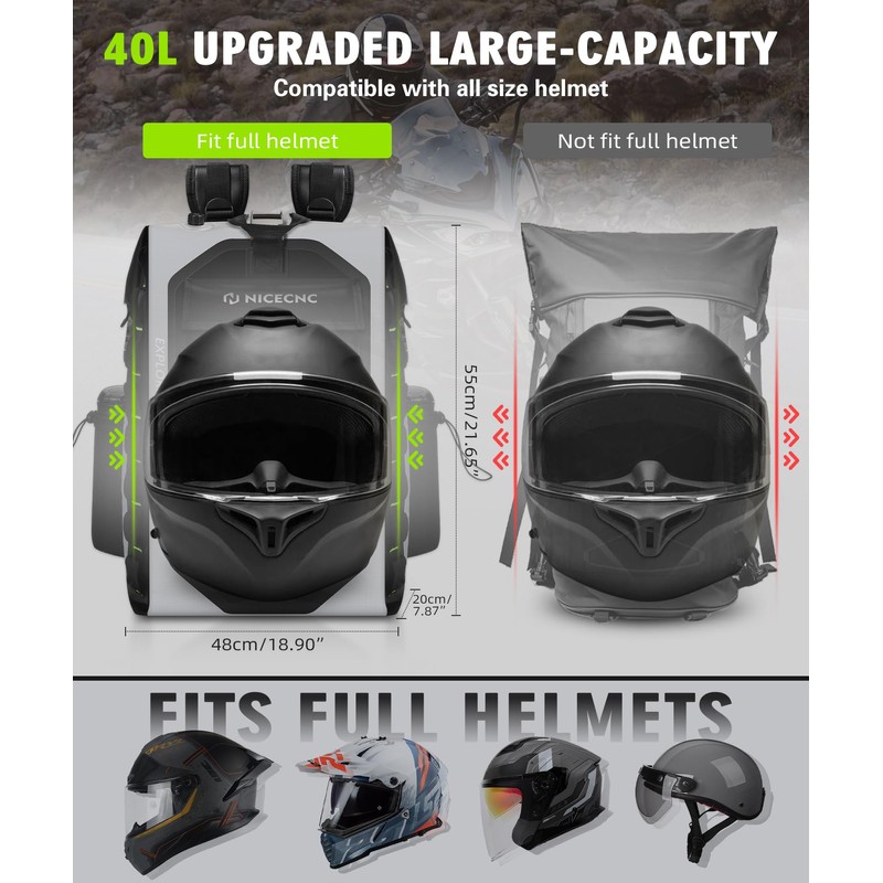 NICECNC Waterproof Motorcycle Backpack 40L, 500D PVC Multi-functional Motorcycle Rear