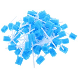Healifty 100pcs Mouth Sponge Swabs Disposable Sponge Stick Oral Care Sponge Swab Tooth Cleaning Sponge (Blue)