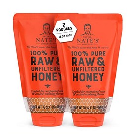 Nature Nate's 100% Guarantee Pure Raw & Unfiltered Honey, No-Drip Sustainable Squeeze Pouch, 16 Oz (Pack of 2)