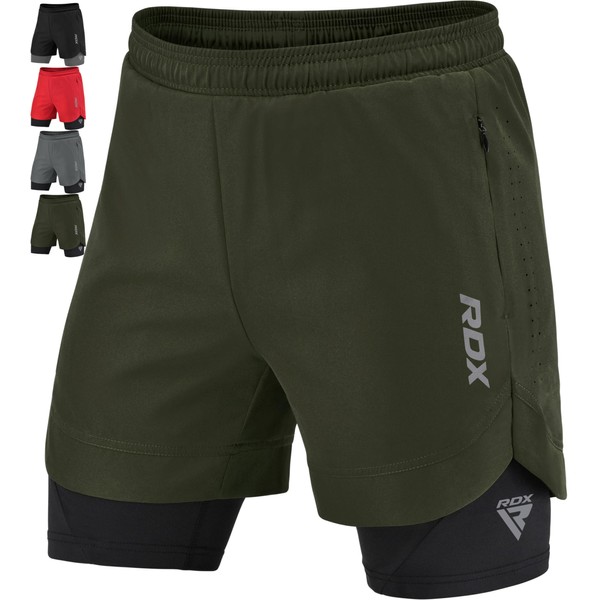 RDX Men’s Running Shorts, 2 in 1 Athletic Breathable Quick