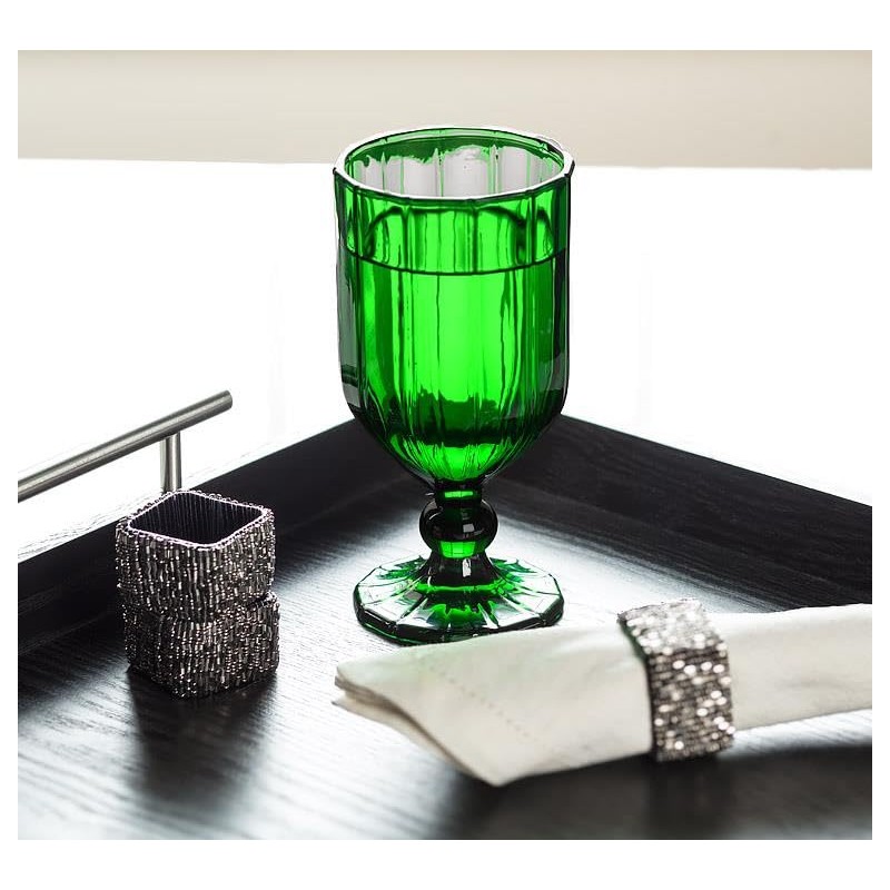 Abbott Collection Panel Wine Goblet, Green Glass (12oz)