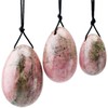 Rockcloud Rhodonite Set of 3 Drilled Yoni Eggs with String,