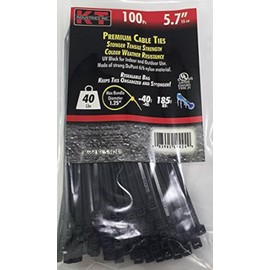 K-T Industries 5-9424 5.7-Inch Cable Ties, Light Duty, Ultraviolet Black, 100-Pack