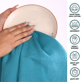 Folkulture Cotton Kitchen Towels or Dish Towels, Set of 3 Tea Towels or Dish Cloths - Neptune