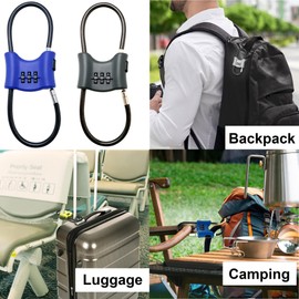 Bosvision 3-Digit Combination Lock with Braided Steel Cable – Secure Helmet, Backpack, Ski Gear, Luggage, Stroller – Dual Loop, Travel-Friendly Padlock