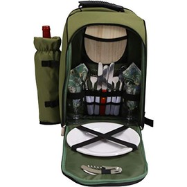 Primeware Alpine Two Person Picnic Backpack Wine Tote (Olive)