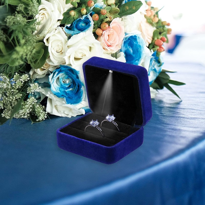 GBYAN 2 Slots Ring Box with LED Light for Wedding