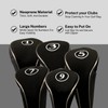 Black Golf Zipper Head Covers Driver 1 3 5 7