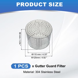 PATIKIL Gutter Guard Filter 4.9"-4.3", PVC Termination Cap Mesh Screen Roof Vent Cover Stainless Steel Conical Exhaust Pipe Cover Downspout Guard Filter Strainer for Downspout
