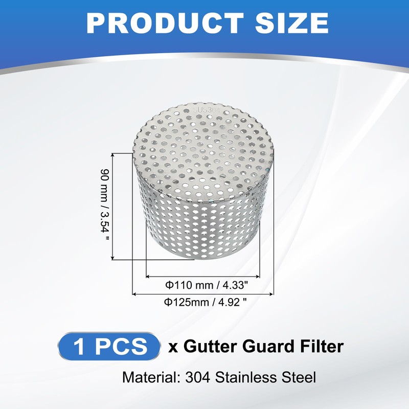 PATIKIL Gutter Guard Filter 4.9"-4.3", PVC Termination Cap Mesh Screen
