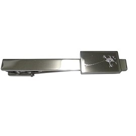 Silver Toned Rectangular Etched Anatomical Neuron Nerve Cell Tie Clip