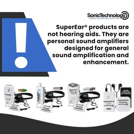 SuperEar Model SE5000 (PSAP) for Seniors - Hearing Amplifiers for Seniors, Super Ear Personal Sound Amplifier, Sound Amplifier Listening Device and Audio Accessories in 50dB Ambient Sounds Increase