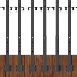 NUERPO 6 Pack String Light Poles,2.8Ft Metal Poles for Outdoor String Lights,Outdoor Light Poles with Post,Poles/Stand for Outside,Patio,Deck,Backyard,Garden Wedding,Party