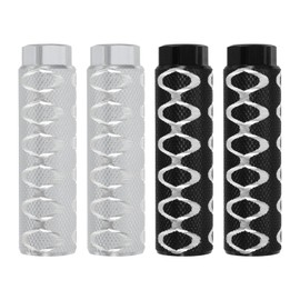 PATIKIL Bike Pegs Fit 3/8 Inch Axles, 4 Pack Aluminum Alloy Anti-Skid Lead Foot Bicycle Peg Back Seat Stands with Circle for BMX Mountain Dirt Bike Cycling Rear Stunt Pegs, Silver/Black