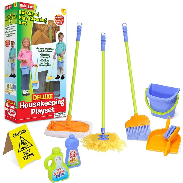 Kidzlane Kids Cleaning Set for Toddlers | Kids Broom Set for Kids for Play | Mop and Cleaning Toys Set | Kids Broom and mop Set for Toddlers | Cleaning Toys for Kids Ages 4-8 and Older