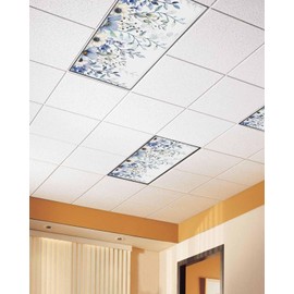 TOUBE 1 Pack Fluorescent Light Covers Spring Plants Floral Eucalyptus Leaf Magnetic Light Cover Fluorescent Light Shade Panel Ceiling Magnetic Light Filters for Home Drop Ceiling, 4 x 2 Feet