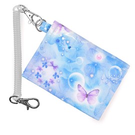 COLORFUL CANDY STYLE N5918900 Pass Case, For Girls, Children, Train With Coil Chain Hook, Bifold Moonlight Butterfly