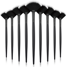 9 Pieces Facial Fan Mask Brushes, Soft Facial Applicator Brushes Tools for Peel Glycolic Makeup for Mud Cream(Black with White)