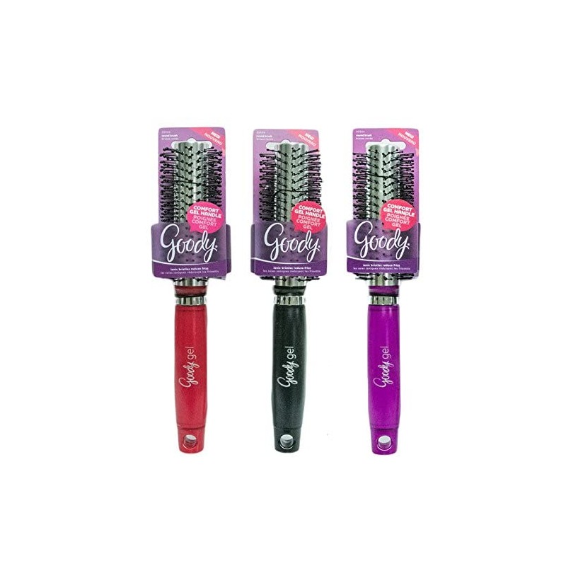 GOODY Gelous Grip Round Brush, Black, Purple or Red, 1CT