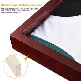 1DOT2 Shadow Box 20x30 Large Jersey Frame Display Case, Shadowbox Frames with Grade A Natural Pine Wood Acrylic for Football Baseball Basketball Hockey T-Shirt, Cherry Red