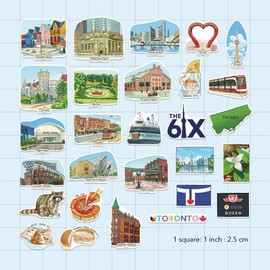 Navy Peony Trendy Toronto Travel Stickers (28pcs) - T-Dot, Queen City, Canada City-Themed Vacation Stickers for Scrapbooking, Journals, Suitcases