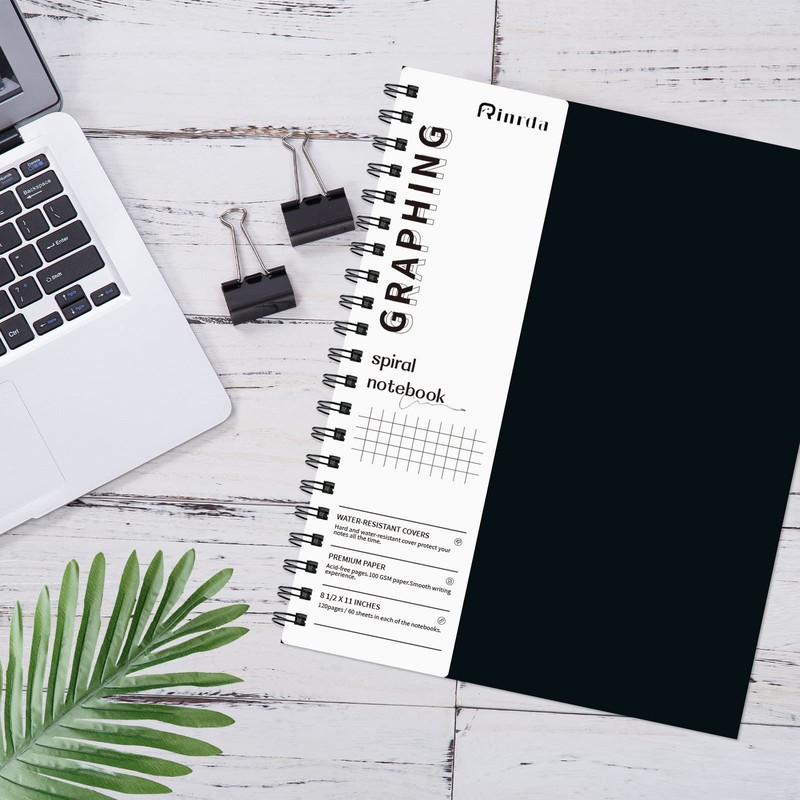 Rinrda Graph Paper Notebook Spiral Notebook 8.5" x 11"-4 Pack