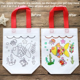 Sand Flower Eco Reusable Coloring Carnival Animal Art Party Goodie Bags with Guestbook Bags (12 PCS)