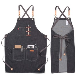 VANTOO Canvas Apron with Pockets for Men Women, Artist Painting Kitchen Cooking Chef Apron for Mum Grandma Granny，Gifts for Mothers Day (Dark Grey 41)