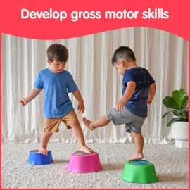 edxeducation Step-a-Trail | Stumps | Set of 3 Stepping Stones | Obstacle Course for Kids | Indoor and Outdoor | Build Gross Motor Skills | for Ages 18M+
