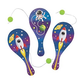 Fun Express Space Paddleball Games with GID Ball - Toys - VBS Vacation Bible School Supplies/Decor - 12 Pieces