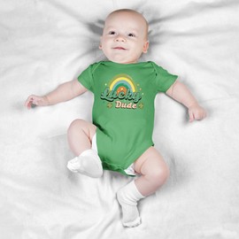 Purple Print House Lucky Dude Babygrow St Patricks Day Lucky Irish Shamrock Rainbow Babies Boy Girl Ireland Paddys, 3-6 Months, White