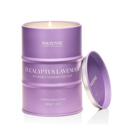 M&SENSE Eucalyptus Lavender Scented Candles Natural Non Toxic, Aromatherapy Candle for Stress Relief Meditation Relaxing, Housewarming Gifts for Women Men, 11.3oz 70 Hour Long Burning
