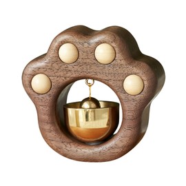 Wooden Entrance Door Chime Home Refrigerator Door Chime Wedding Gift Housewarming Gift Store Cafe Decor Walnut Wood, Brass