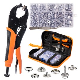 INNOVIO Snap Pliers for Metal Snaps, Snap Fastener Tool Kit with 210PCS15mm Boat Cover Snaps, Adjustable Snap Tool for Repairing Leather, Canvas, Sewing, Tarps, Fabric