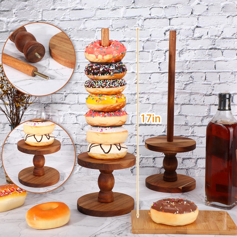 Zhehao 4 Pcs Farmhouse Donut Stand Donut Holder Display Stacker