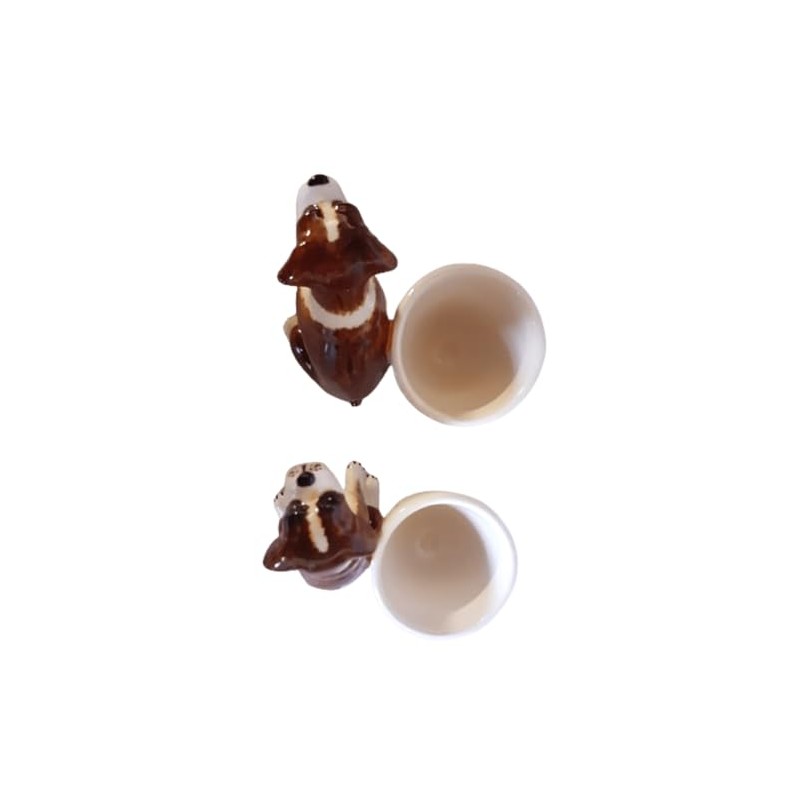 Eggcup Set brown Boxer dogs 2 pieces handmade/painted ceramics