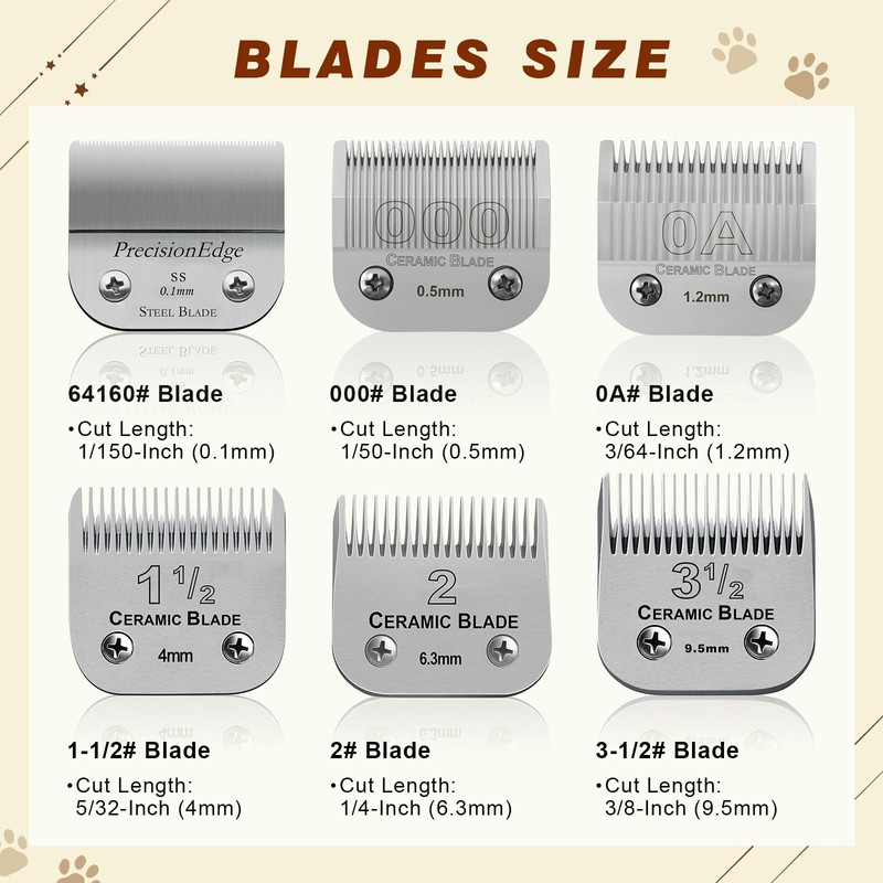 3-1/2# Professional Detachable Replacement Ceramic Blades. Compatible with Oster Classic