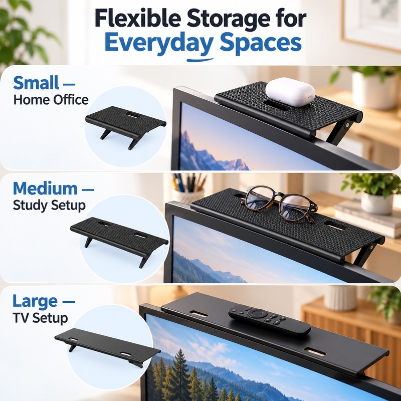 Adjustable Monitor Top Shelf for Space-Saving Storage – Foldable Screen