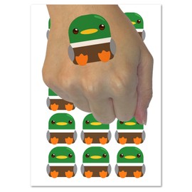 Cute Round Mallard Duck Temporary Tattoo Water Resistant Fake Body Art Set Collection - 54 1" Tattoos (1 Sheet)