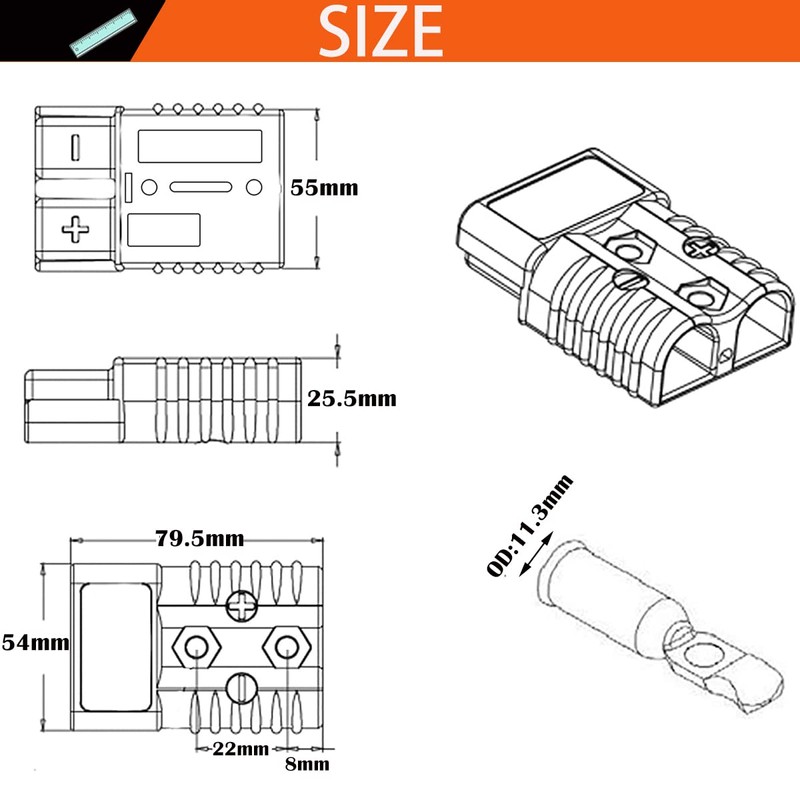 CESFONJER Battery Connector, 175A 600V Battery Quick Disconnect Connector Plug