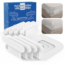 Bed Sheet Holders for Corners (Set of 4) New Upgrade Lock Sheet Straps Keep Sheets Tight & Wrinkle-Free – Adjustable Bed Sheet Fasteners No More Loose or Slipping Sheets