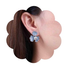 Aneneiceera Vintage Blue Flower Earrings Metal Blue Flower Petal Earrings Resin Blue Petal Stud Earrings Enamel Blue Earrings Jewellery for Women and Girls Gifts, Metal