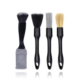 JUKOTA Set of 4 Car Cleaning Brush Set, Ultra Soft Car Detailing Brush, Wild Boar Car Dust Brush, Car Cleaning Set, Interior Cleaning Brush, Detailing Brush for Cleaning Indoor/Outdoor Use