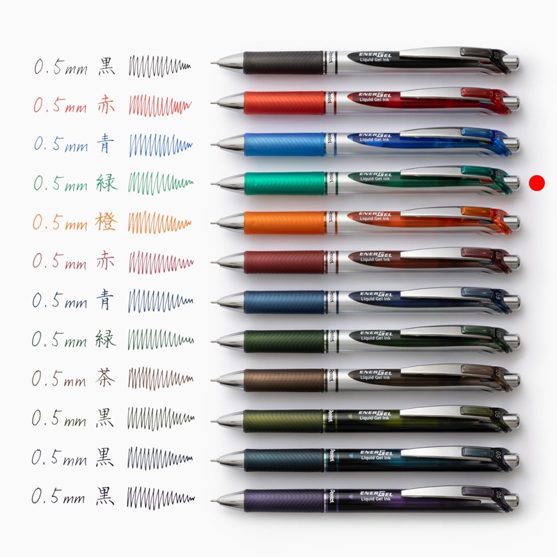 Pentel Ballpoint Pen Refill, EnerGel 0.5mm, Green, 10 Pens XLRN5-D(10)