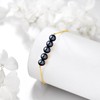 KECHO 14K Real Gold Freshwater Cultured 5 Black Pearl Bracelet