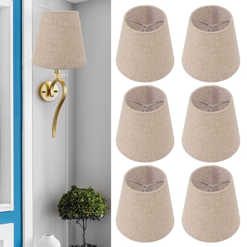 Small Lamp Shades,6Pcs Clip On Lamp Shade,Drum Linen Fabric Small
