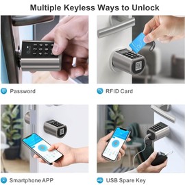 WELOCK PCB01 Elektronisches Türschloss Haustür, Elektrisches Türschloss mit Bluetooth, RFID-Karte, und Wifi (Gateway Erforderlich), Geeignet für Türen von 50-100 mm