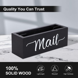 Lucundm Desk Mail Organizer, Mail Holder Countertop, Wood Desk File Storage Box, Envelop Holder for Home Office (Black-2 slot)