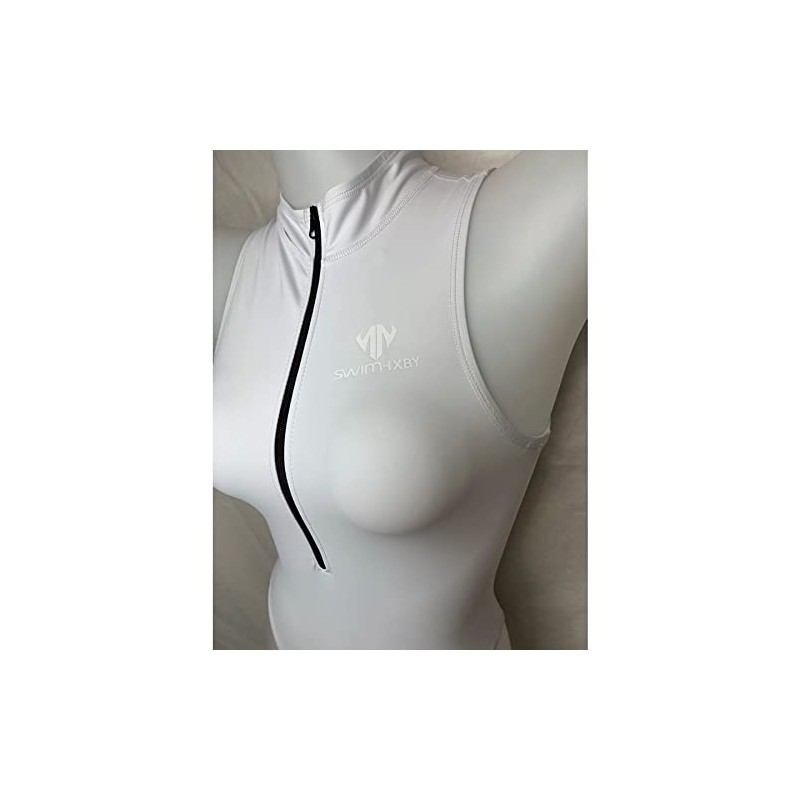 SWIMHXBY Women's 203 White PU Material Water Polo, Front Zip,